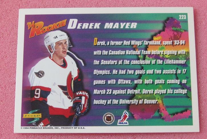 карточка автограф Дерек Майер Канада Оттава Сенаторз НХЛ 223 1