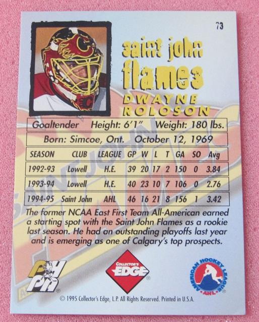 карточка автограф Дуэйн Ролосон Канада Калгари Флеймз НХЛ 73 1