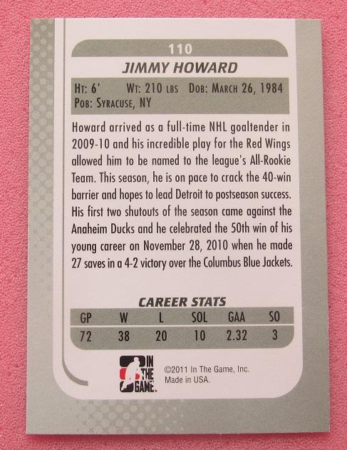 НХЛ Джимми Ховард Детройт Ред Уингз № 110 1