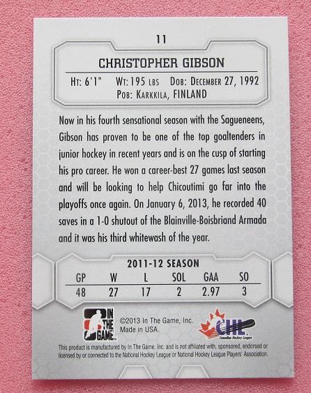 НХЛ Кристофер Гибсон Чикутими Садженинс № 11 1