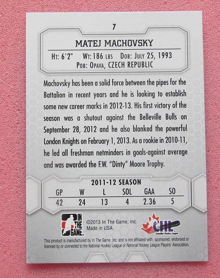 НХЛ Матей Маховски Бремптон Баттальон № 7 1