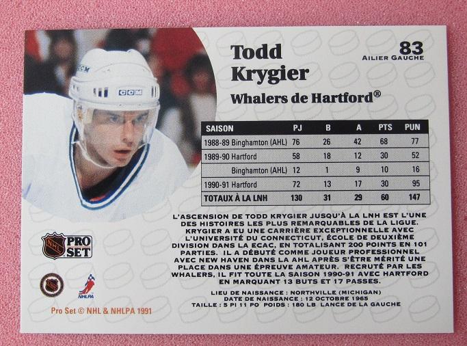 НХЛ Тодд Кригер Хартфорд Уэйлерз № 83 1