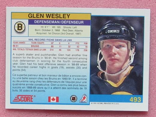 НХЛ Глен Уэсли Бостон Брюинз № 493 1