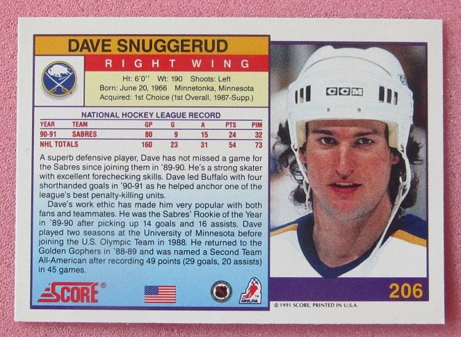 НХЛ Дэйв Снуггеруд Баффало Сейбрз № 206 1