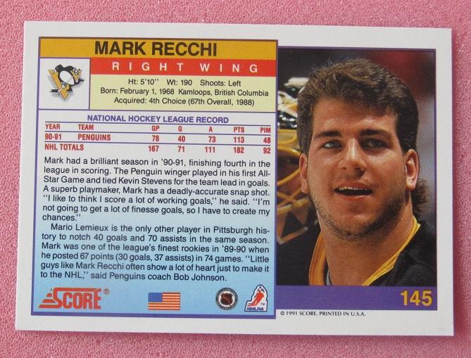 НХЛ Марк Рекки Питтсбург Пингвинз № 145 1