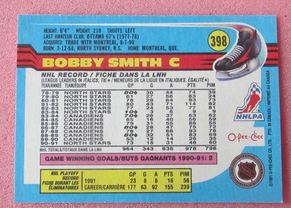 НХЛ Бобби Смит Миннесота Норт Старз № 398 1