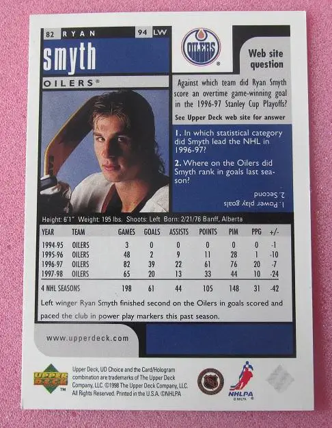 НХЛ Райан Смит Эдмонтон Ойлерз № 82 1