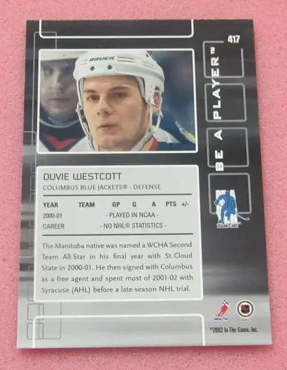 НХЛ Дуви Уэсткотт Коламбус Блю Джекетс № 417 1