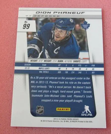 НХЛ Дион Фанёф Торонто Мэйпл Лифс № 99 1