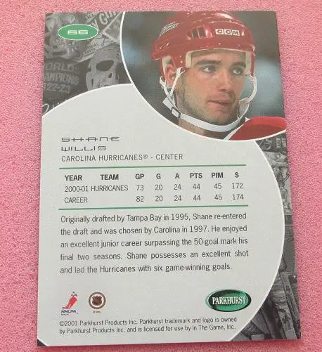 НХЛ Шен Уиллис Каролина Харрикейнз № 66 1