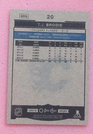 НХЛ Ти Джей Броди Калгари Флэймз № 20 1