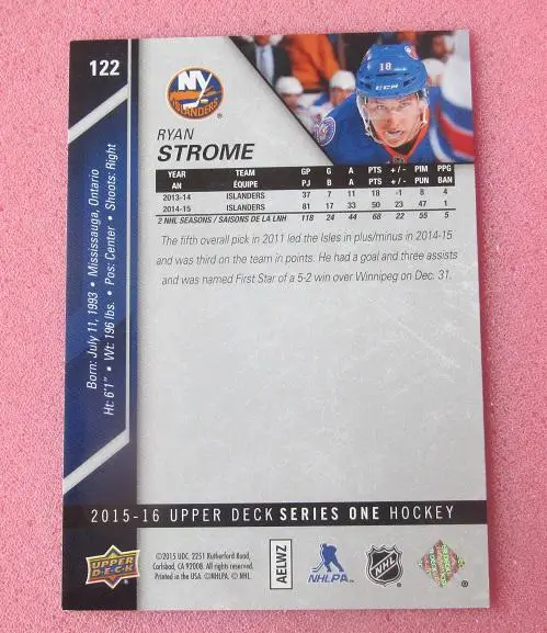 НХЛ Райан Стром Нью-Йорк Айлендерс № 122 1