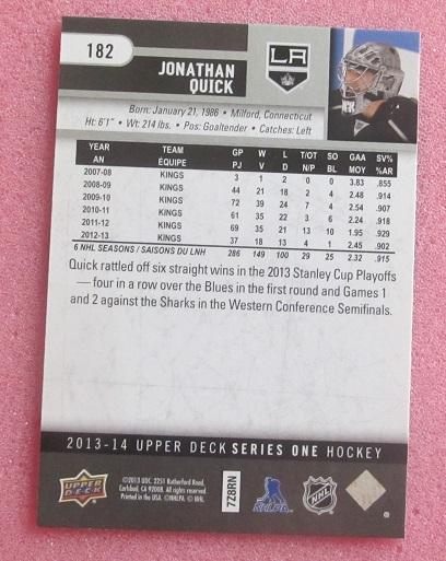 НХЛ Джонатан Куик Лос-Анжелес Кингз № 182 1