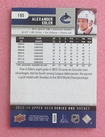 НХЛ Александр Эдлер Ванкувер Кэнакс № 195 1