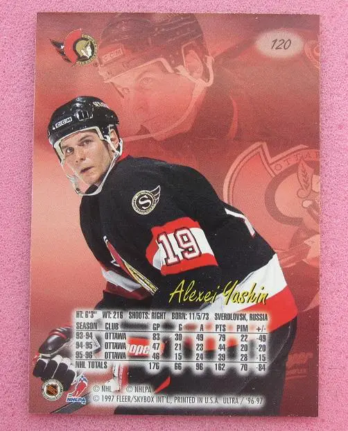 НХЛ Алексей Яшин Оттава Сенаторз Свердловск Динамо Москва ЦСКА Ярославль № 120 1