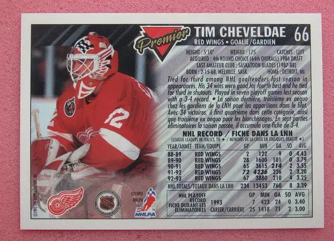 НХЛ Тим Шевелде Детройт Ред Уингз № 66 1