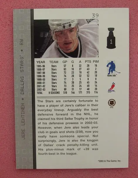 НХЛ Йере Лехтинен Даллас Старз № 39 1