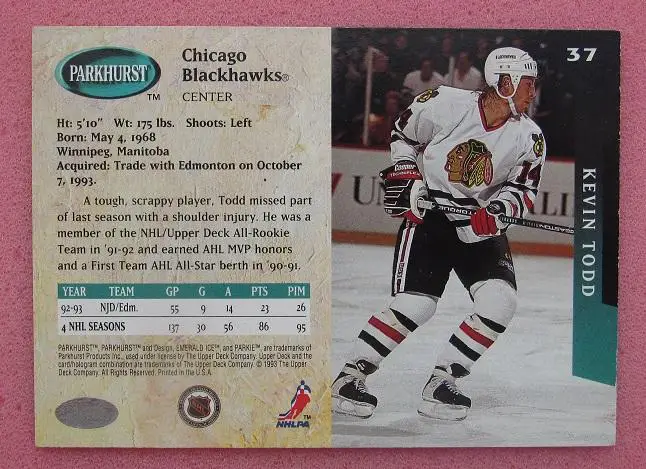 НХЛ Кевин Тодд Чикаго Блэкхокс № 37 1