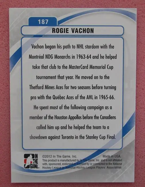 НХЛ Рогасьен Вашон Монреаль Лос-Анжелес Детройт Бостон № 187 1