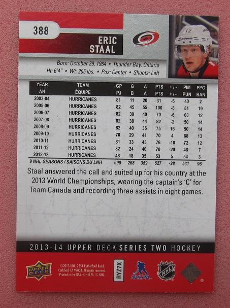 НХЛ Эрик Стаал Каролина Харрикейнз № 388 1