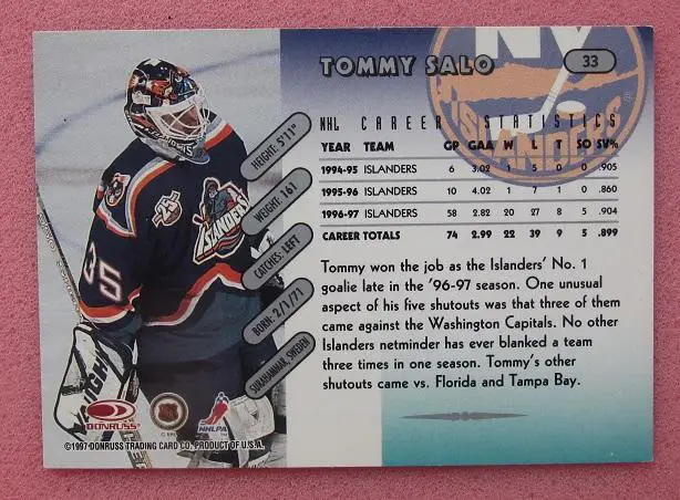 НХЛ Томми Сало Нью-Йорк Айлендерс № 33 1