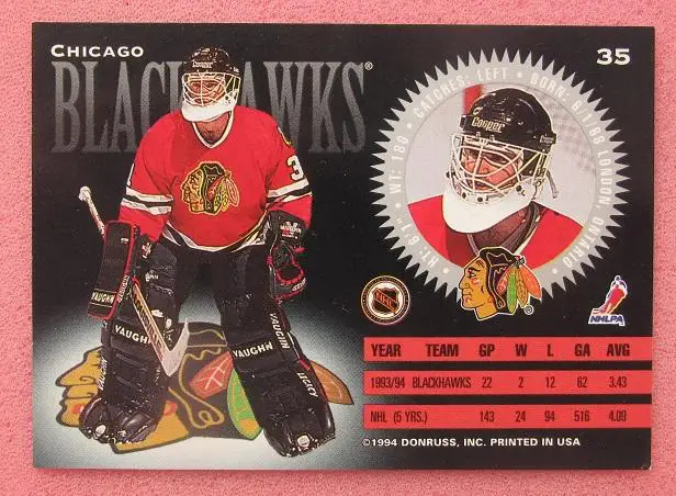 НХЛ Джефф Хэкетт Чикаго Блэкхокс № 35 1