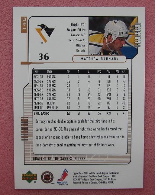 НХЛ Мэтт Барнаби Питтсбург Пингвинз № 146 1