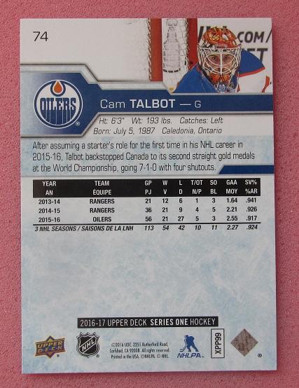 НХЛ Кэм Тальбо Эдмонтон Ойлерз № 74 1