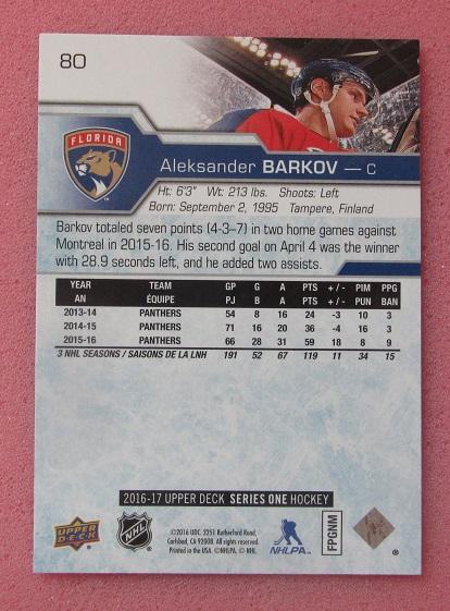 НХЛ Александр Барков Флорида Пантерз № 80 1
