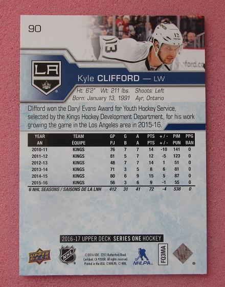 НХЛ Кайл Клиффорд Лос-Анжелес Кингз № 90 1