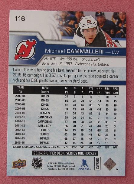 НХЛ Майкл Каммаллери Нью-Джерси Дэвилз № 116 1