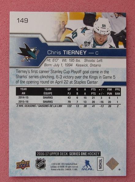 НХЛ Крис Тирни Сан-Хосе Шаркс № 149 1