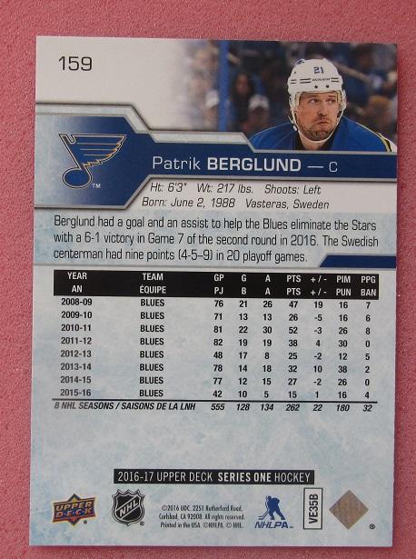 НХЛ Патрик Берглунд Сент-Луис Блюз № 159 1
