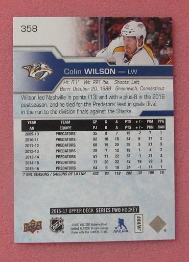 НХЛ Колин Уилсон Нэшвилл Предаторз № 358 1