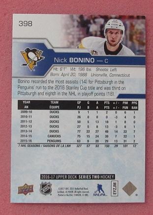 НХЛ Ник Бонино Питтсбург Пингвинз № 398 1