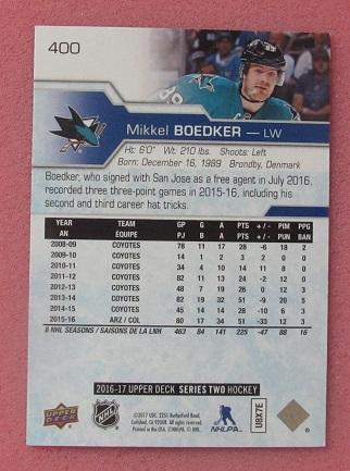 НХЛ Миккель Бёдкер Сан-Хосе Шаркс № 400 1