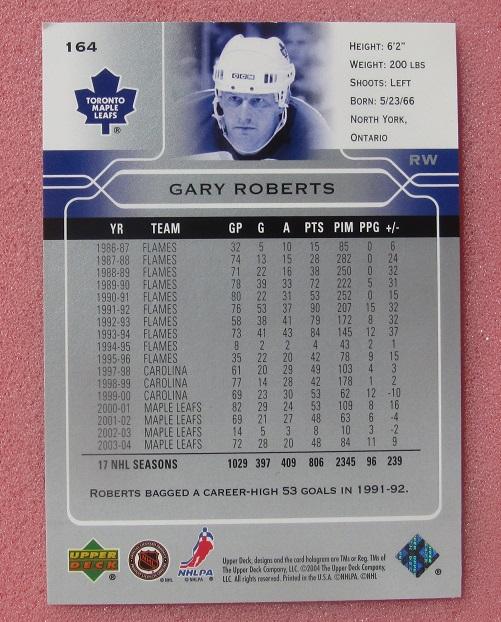 НХЛ Гари Робертс Торонто Мэйпл Лифс № 164 1