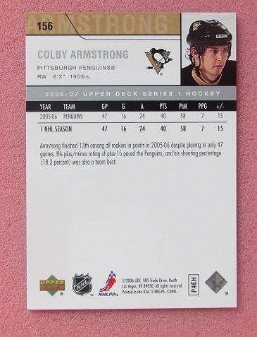 НХЛ Колби Армстронг Питтсбург Пингвинз № 156 1