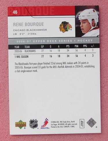 НХЛ Рене Бурк Чикаго Блэкхокс № 46 1