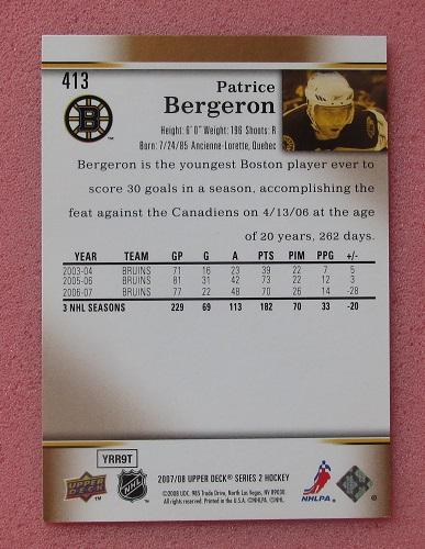 НХЛ Патрис Бержерон Бостон Брюинз № 413 1