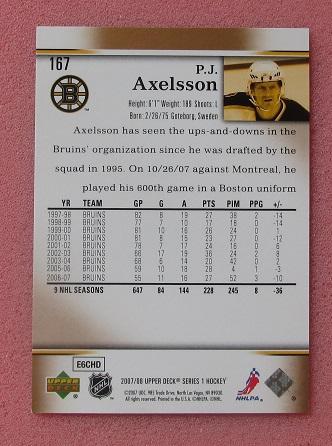 НХЛ Пер-Юхан Аксельссон Бостон Брюинз № 167 1
