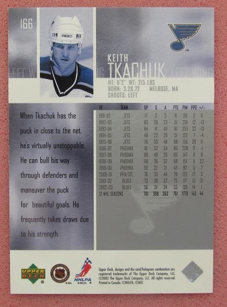 НХЛ Кит Ткачук Сент-Луис Блюз № 166 1