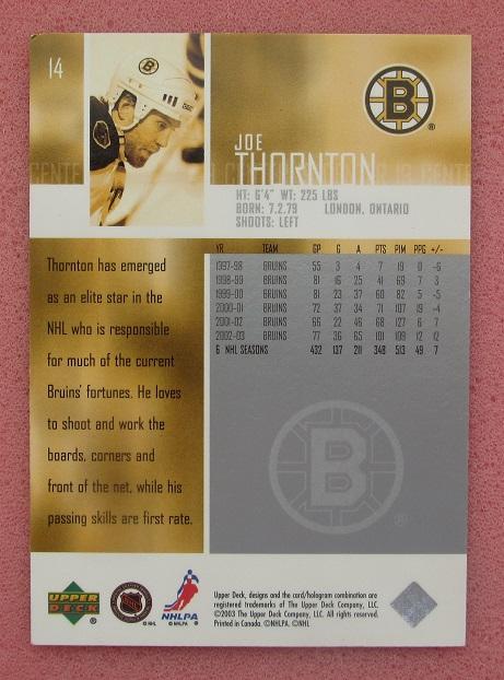 НХЛ Джо Торнтон Бостон Брюинз № 14 1