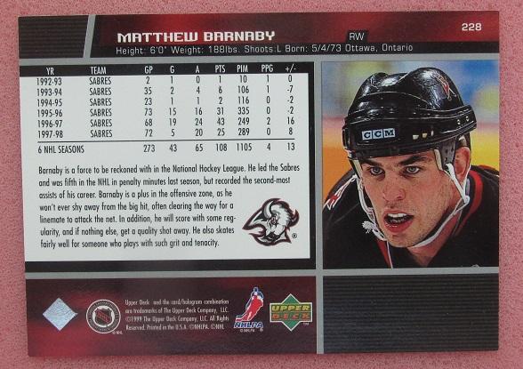НХЛ Мэтт Барнаби Баффало Сейбрз № 228 1