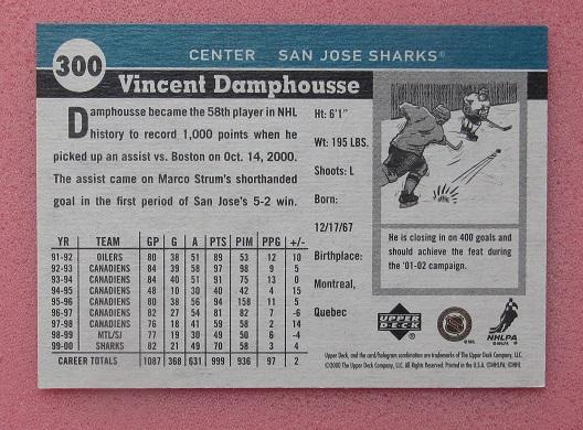 НХЛ Венсан Дамфусс Сан-Хосе Шаркс № 300 1