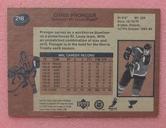 НХЛ Крис Пронгер Сент-Луис Блюз № 218 1