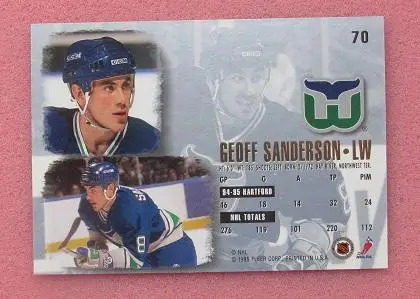 НХЛ Джефф Сандерсон Хартфорд Уэйлерз № 70 1