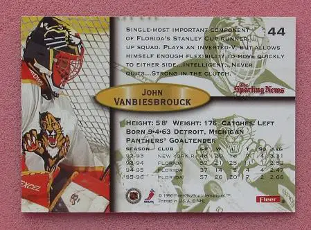 НХЛ Джон Ванбисбрук Флорида Пантерз № 44 1