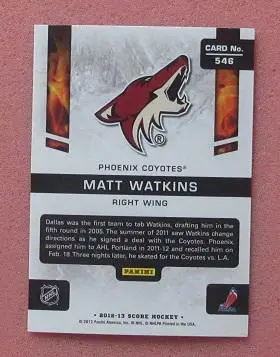 НХЛ Мэтт Уоткинс Финикс Койотис № 546 1