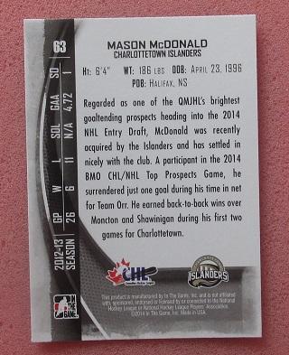 НХЛ Мейсон Макдональд Шарлоттаун Айлендерс № 63 1
